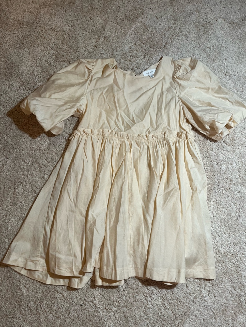 Babydoll Cream Puff Sleeve Mini Dress